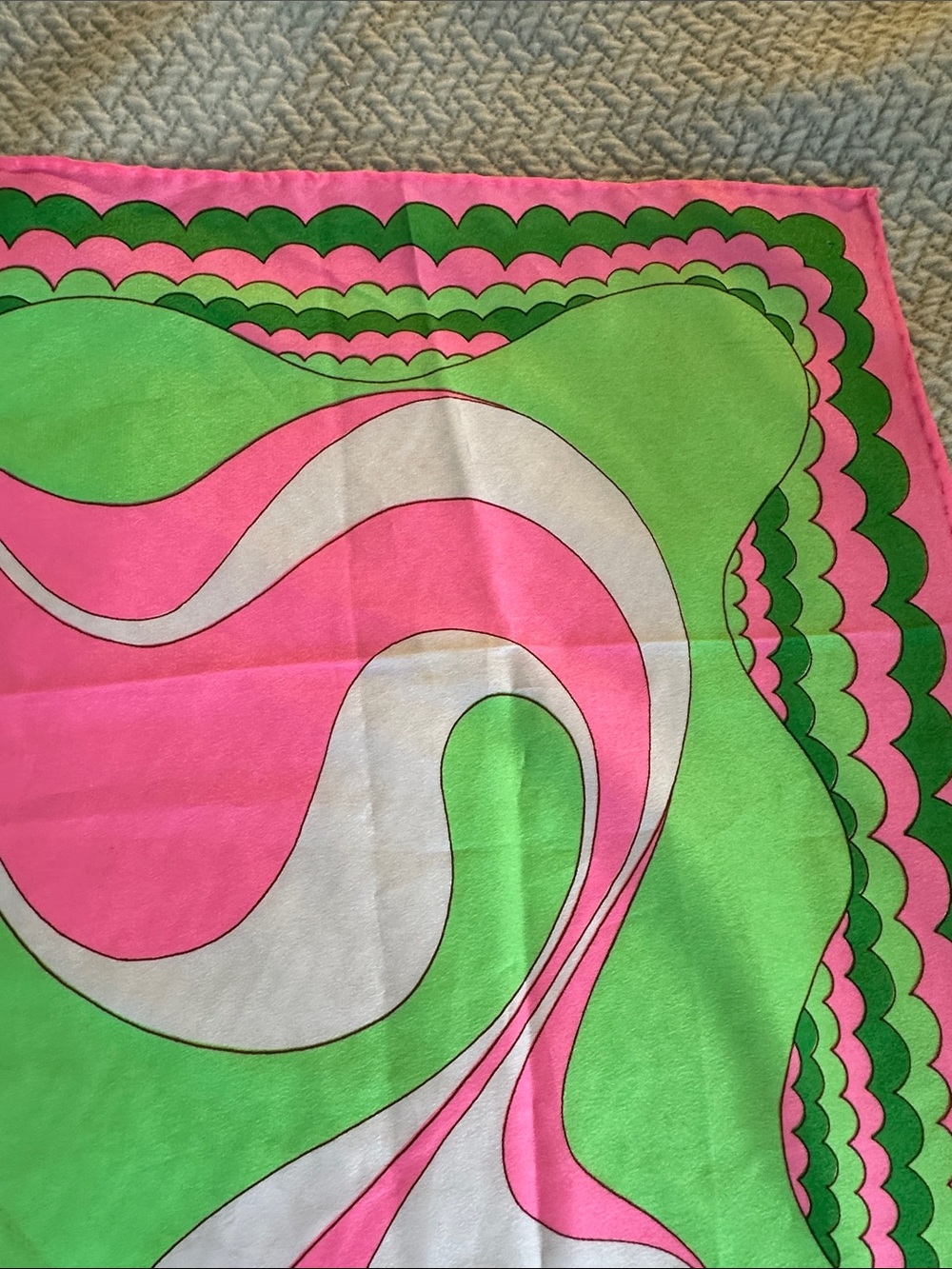 Green and Pink Women's Fashion Scarf - Vibrant Swirl Print - Picture 9 of 16